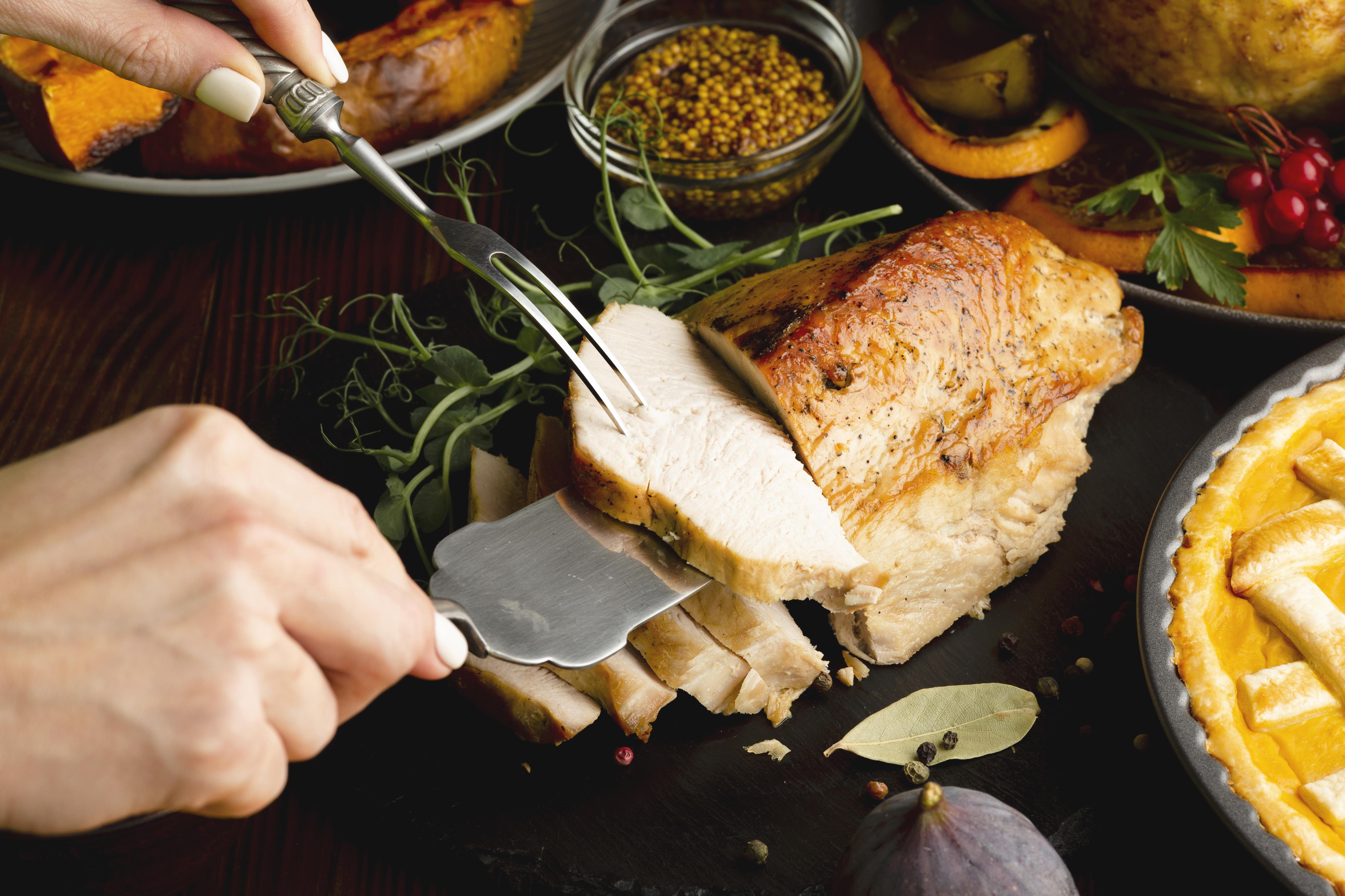 Smoked turkey breast in electric smoker.