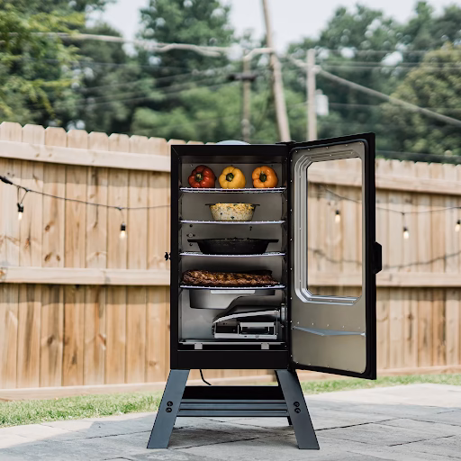 Masterbuilt 30-Inch Digital Electric Smoker with foods.